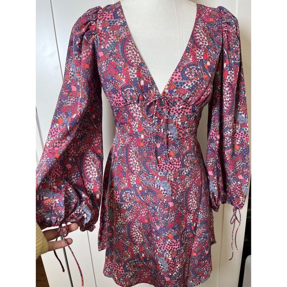 For Love and Lemons Long-Sleeve Floral Tonya Mini Dress Size XS NWT! $225 retail - Picture 10 of 10